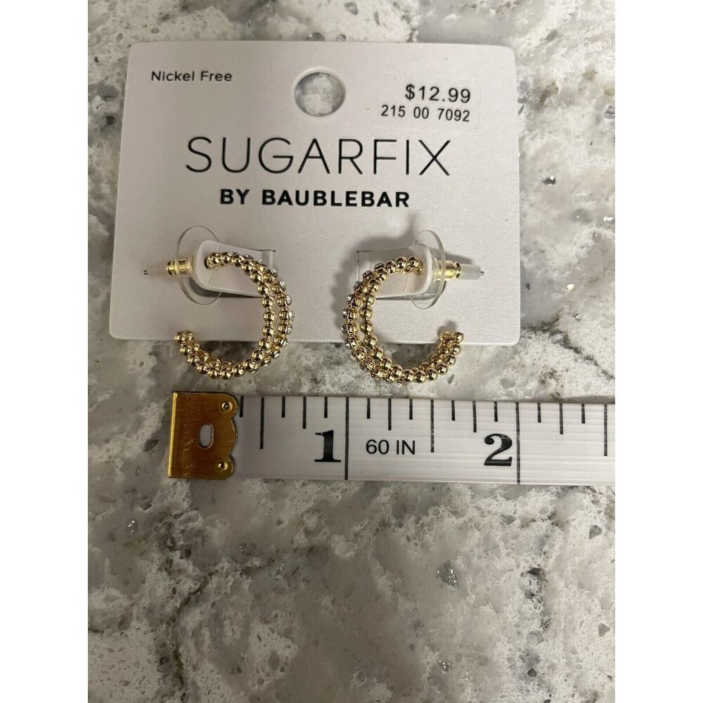 SUGARFIX by BaubleBar Crystal Beaded Double Hoop Earrings - Gold NWT - Picture 5 of 6